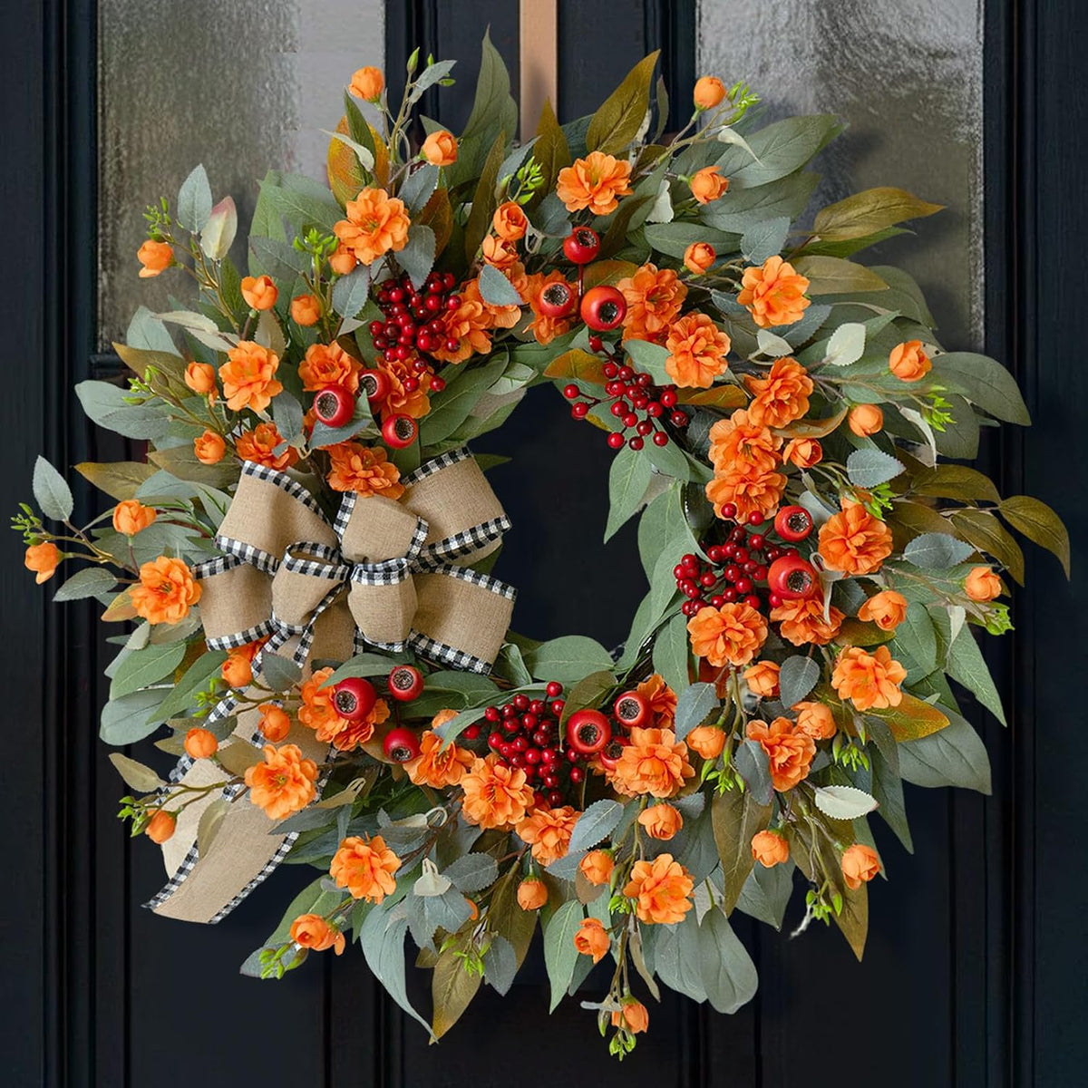 Best Choice Products 36in Pre-Lit Christmas Wreath w/Berries & Pinecones, Large Artificial Indoor/Outdoor Decor for Door, Mantel w/Red Bow, Plug-in