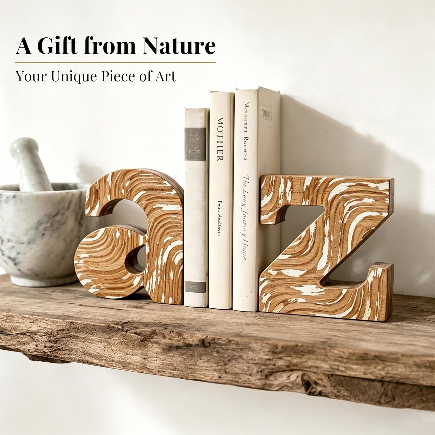 Decorative Wooden Letter Bookends