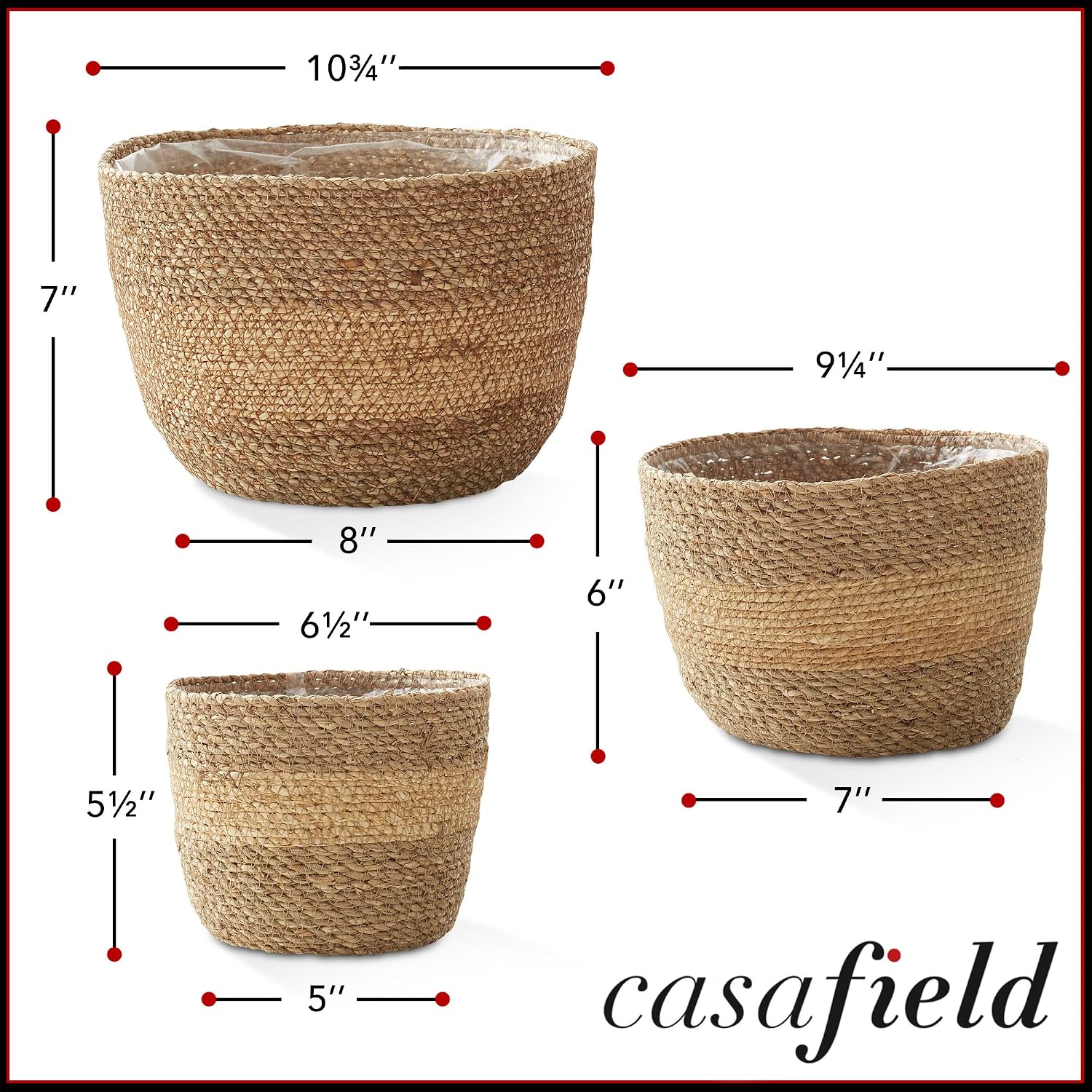 Seagrass Planter Baskets / Two-tone / Set of 3