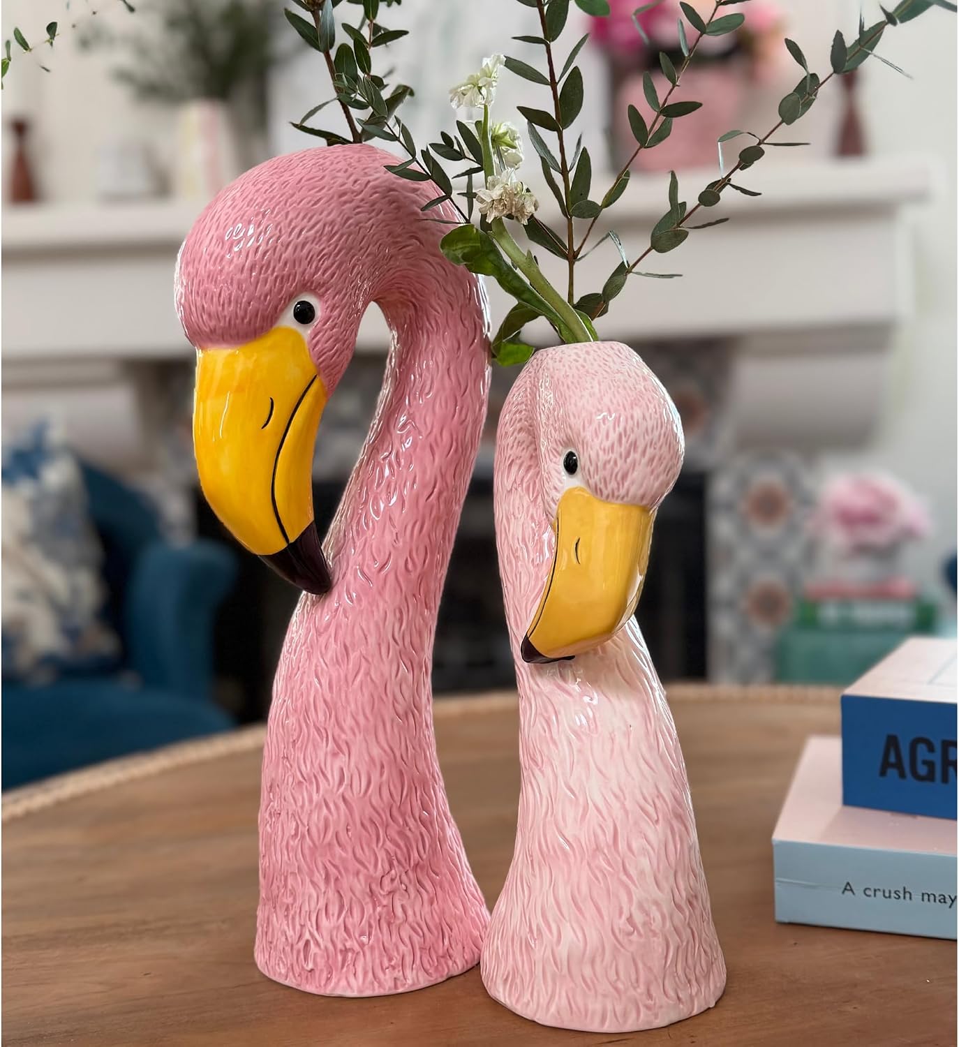 Ceramic Flamingo Vase Duo / Pink