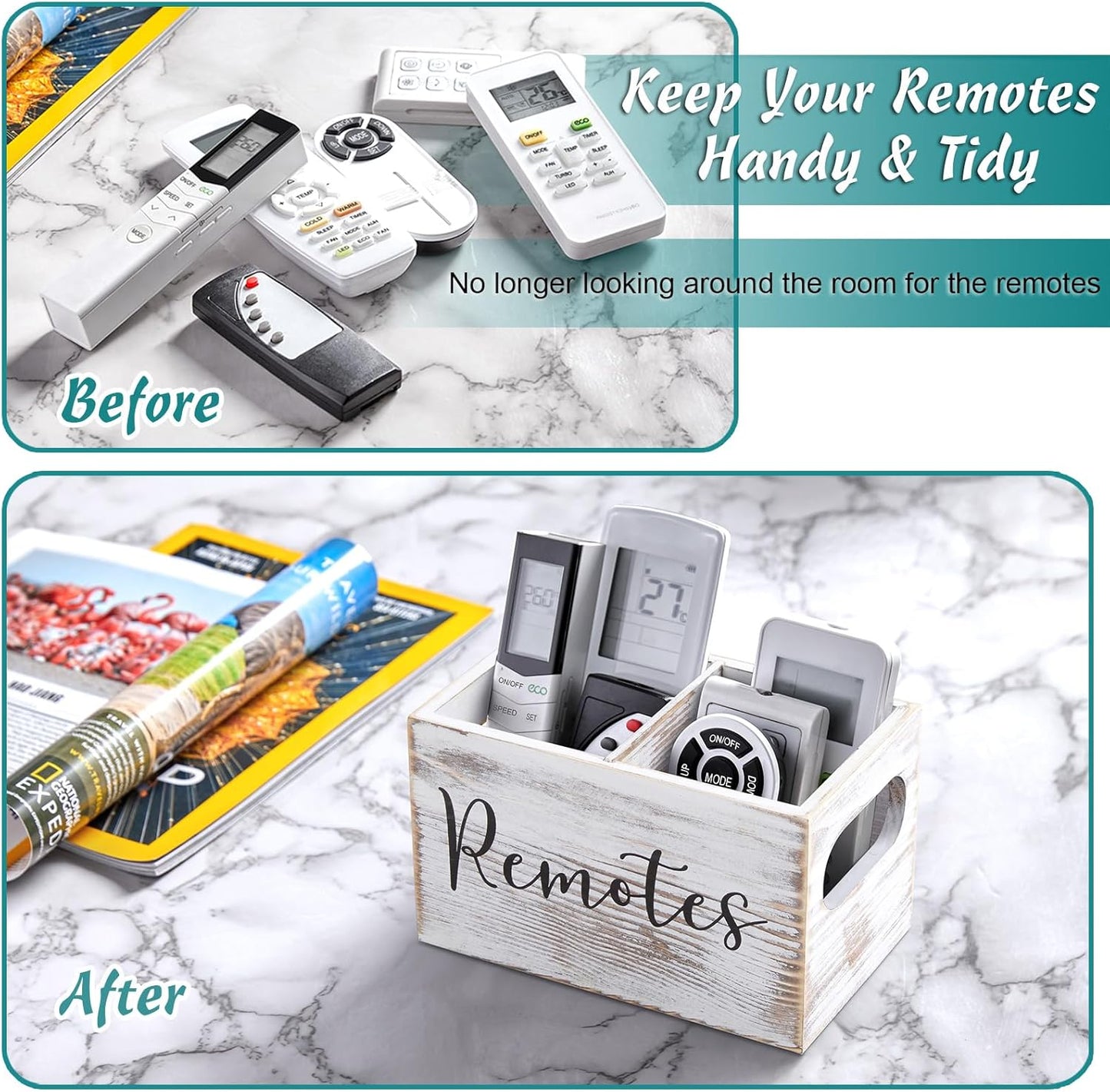 TV Remote Holder / Retro White / 2 Slots