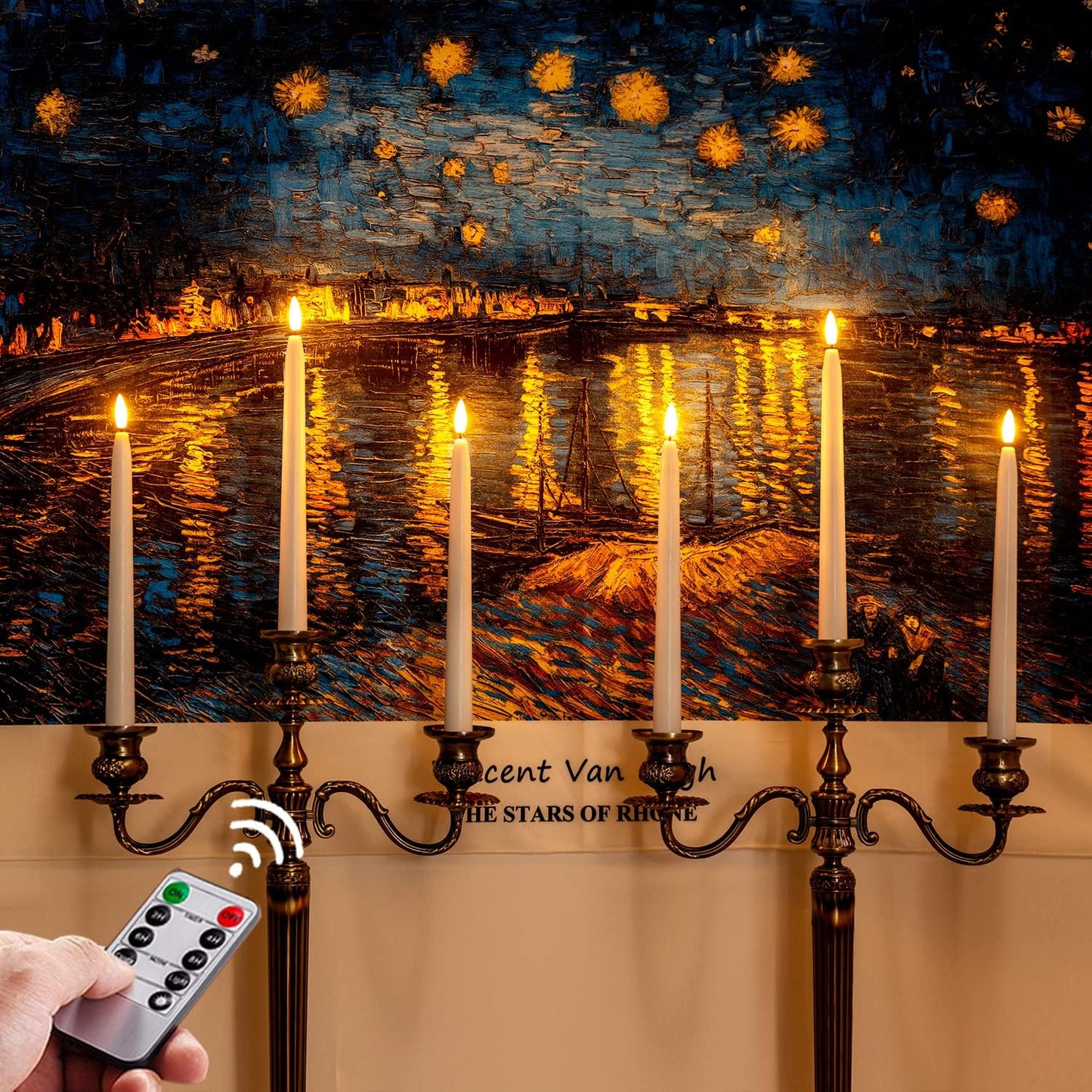 Homemory 11 inches Waxy Battery Operated Taper Candles with Remote Timer Dimmer, 6 Pcs Flameless Taper Candles with