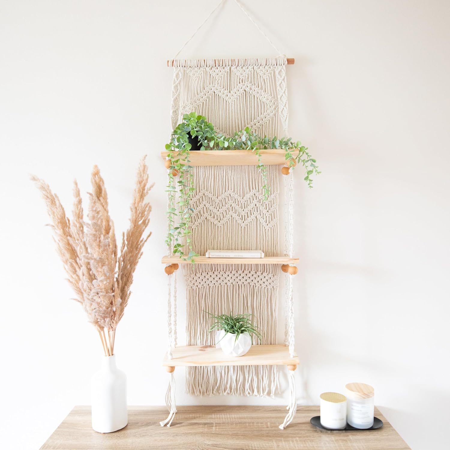 Boho Shelves / Wall Plant Hanger Shelves / 3 Tier