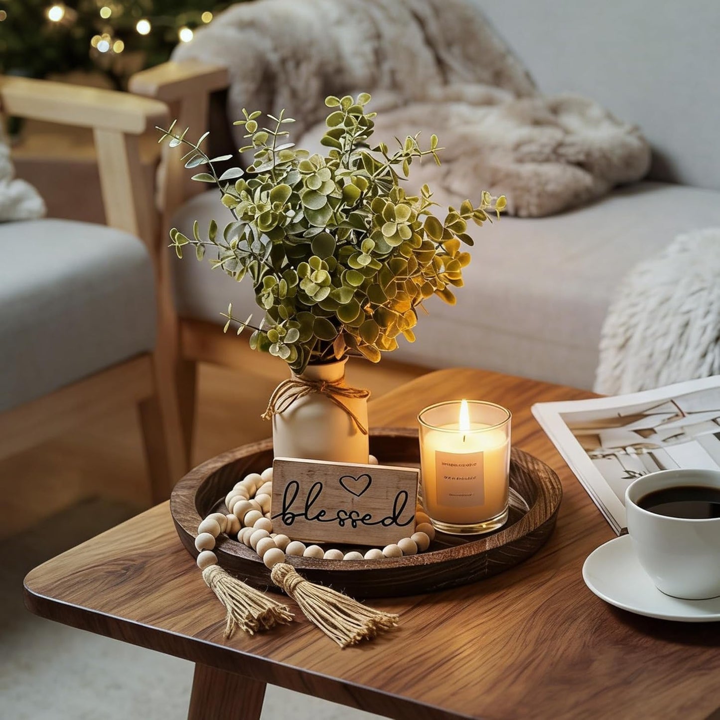 Rustic Modern Farmhouse Decor for Your Living Room / Brown / Set of 6
