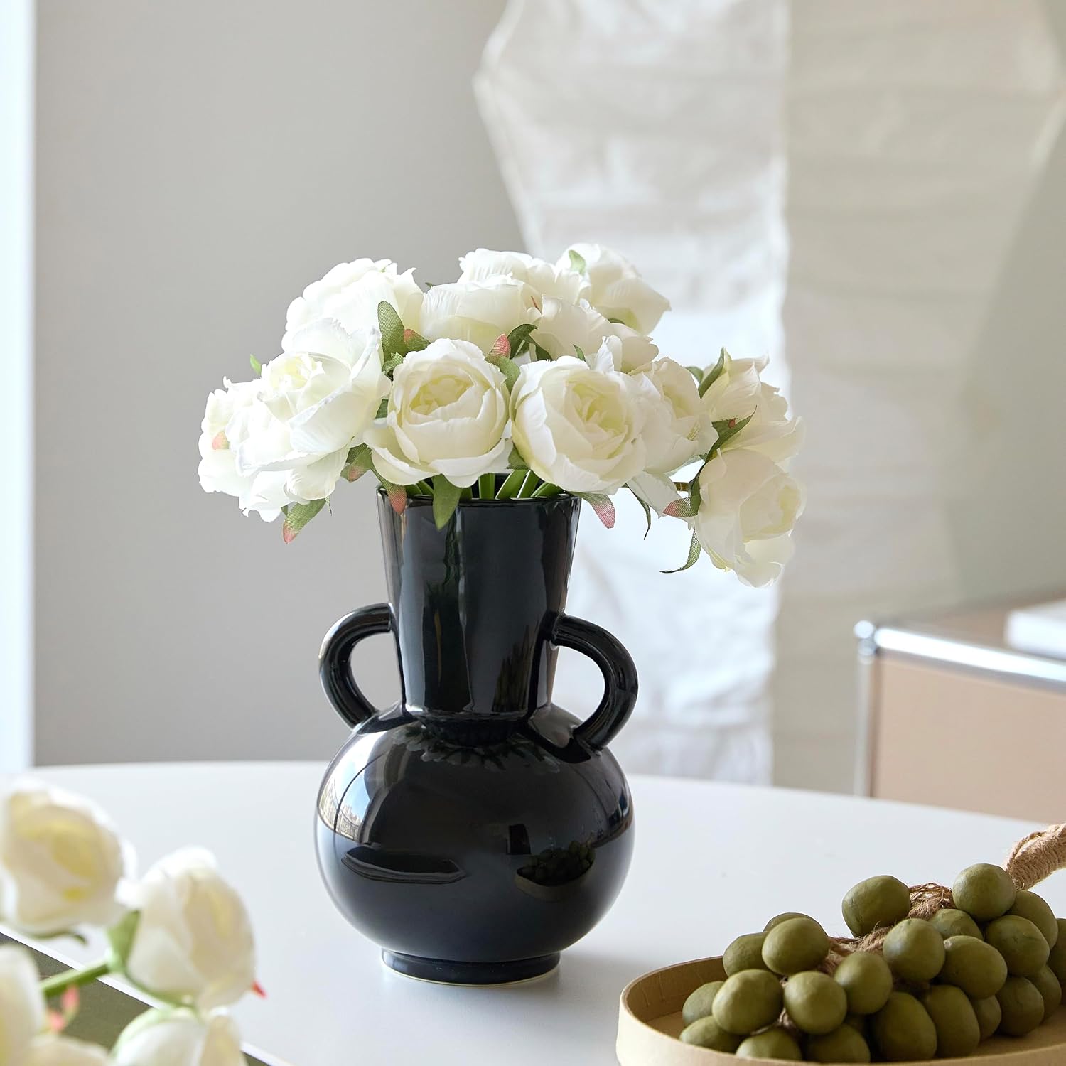 Ceramic Vase / Modern Flower Vase Decorative Vases for Bouquet / Vase-05 / Black / 7 Inch