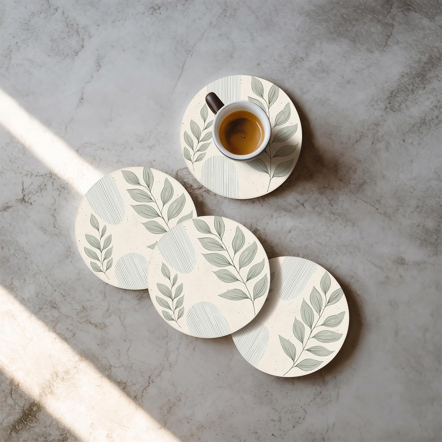 Holder / Modern Marble Look / Leaves 1 / Set of 4