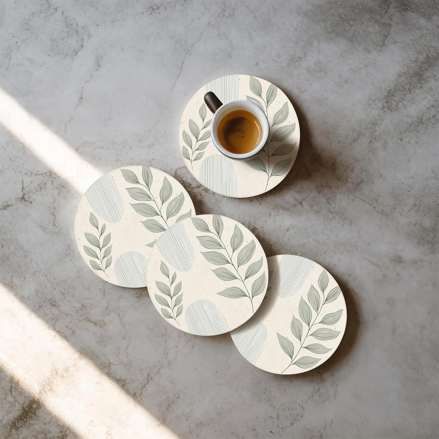 Holder / Modern Marble Look / Leaves 1 / Set of 4