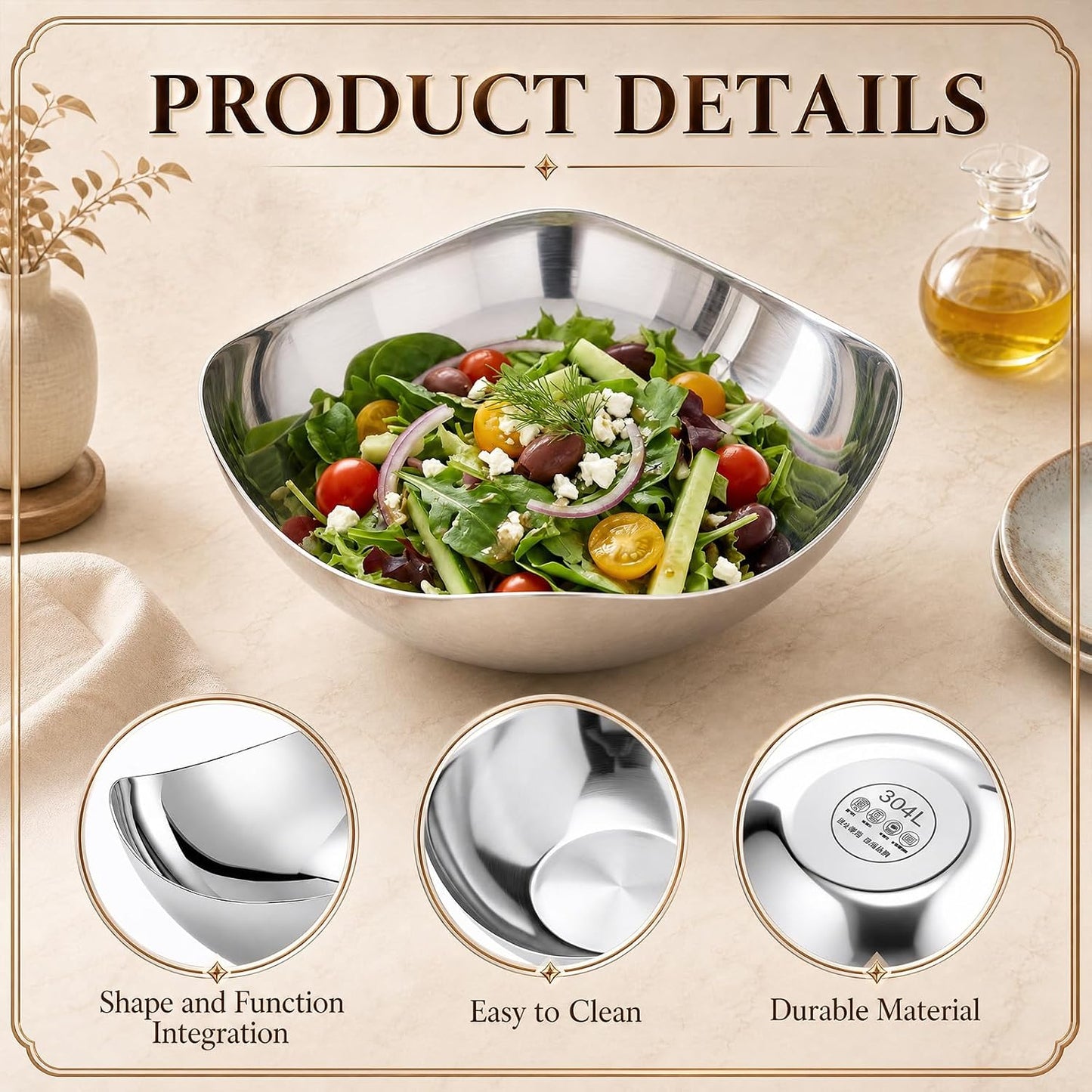 Large Candy Bowl Stainless Steel Decorative Bowl Candy Dish / 8 Inch / Silver / Set of 4