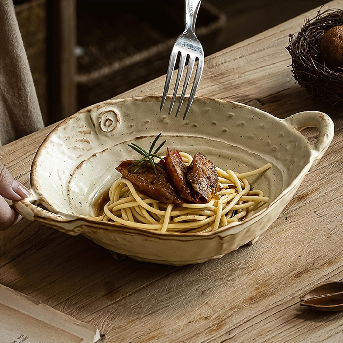 Free-Form Edge Small Ceramic Bowl