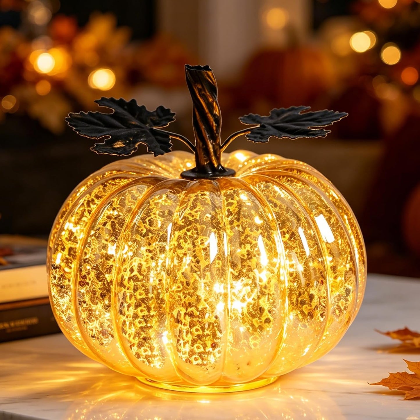 DAZONGE Set of 6 Ceramic Halloween Pumpkins Halloween Decorations Indoor