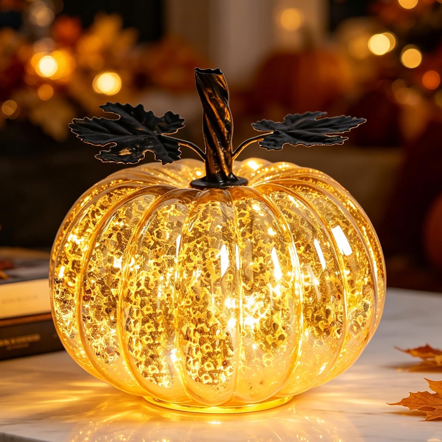 DAZONGE Set of 6 Ceramic Halloween Pumpkins Halloween Decorations Indoor