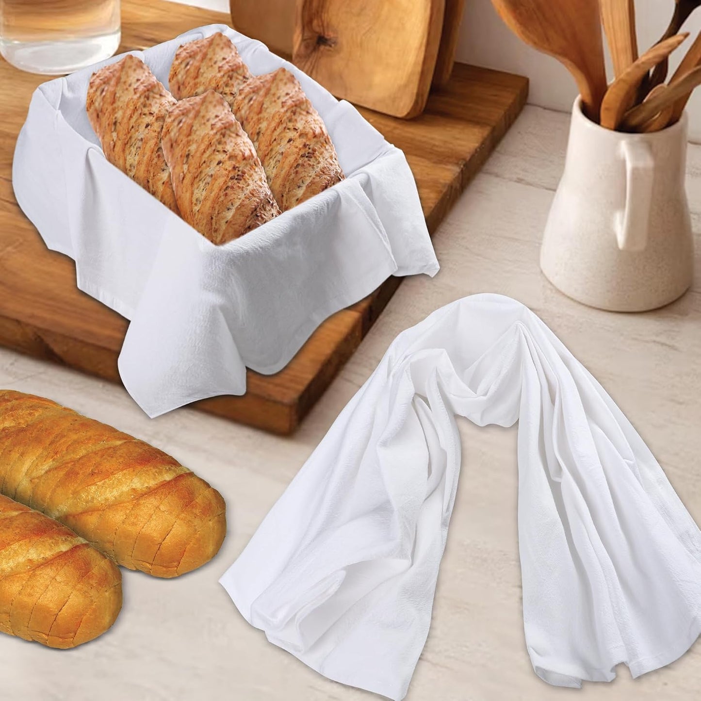 Urban Villa Flour Sack Kitchen Towels (27x27 Inches 12 Pack) Extra Large Premium White DishTowels 100% Cotton Flour