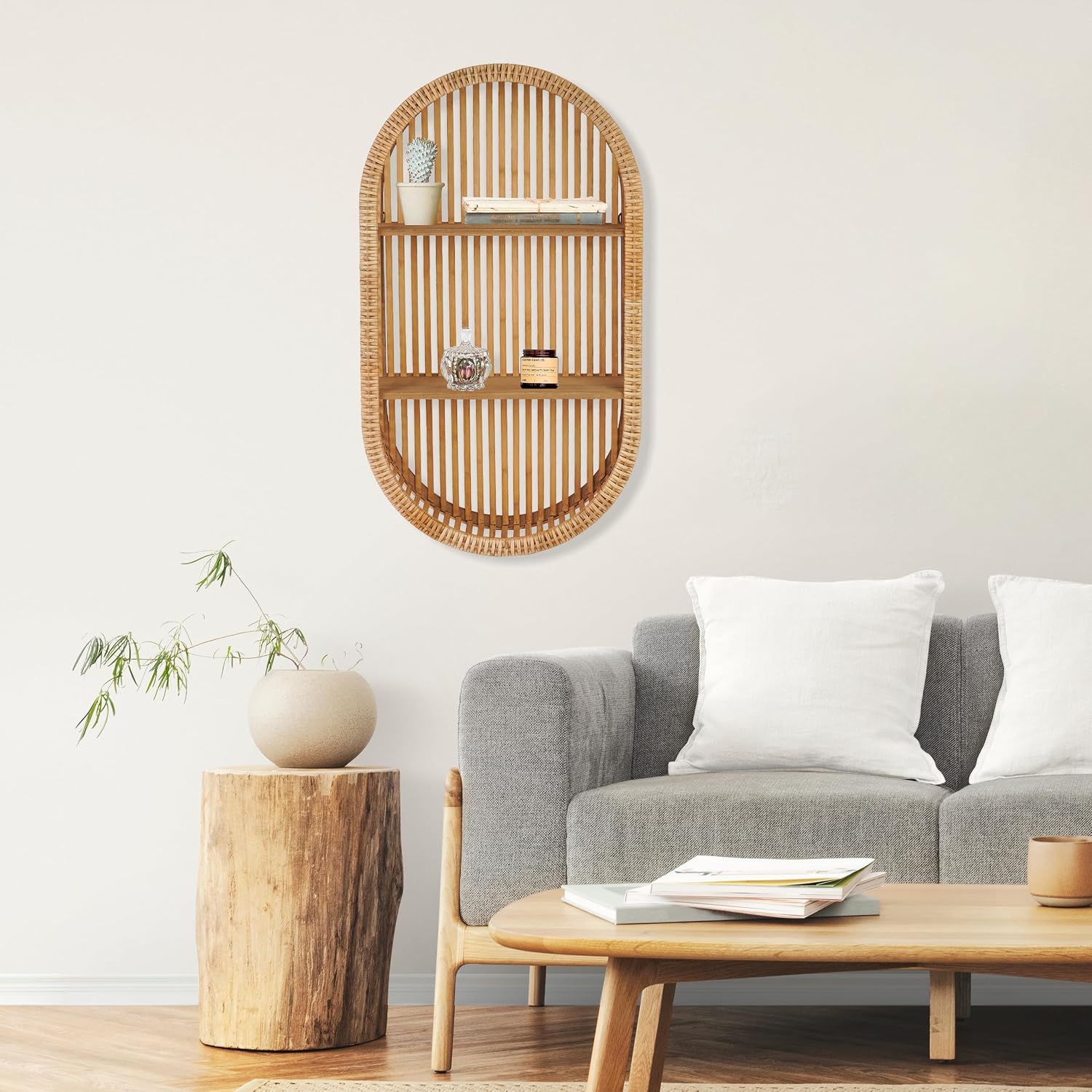 3 Tier Boho Oval Floating Shelf Handcraft Hanging Shelves