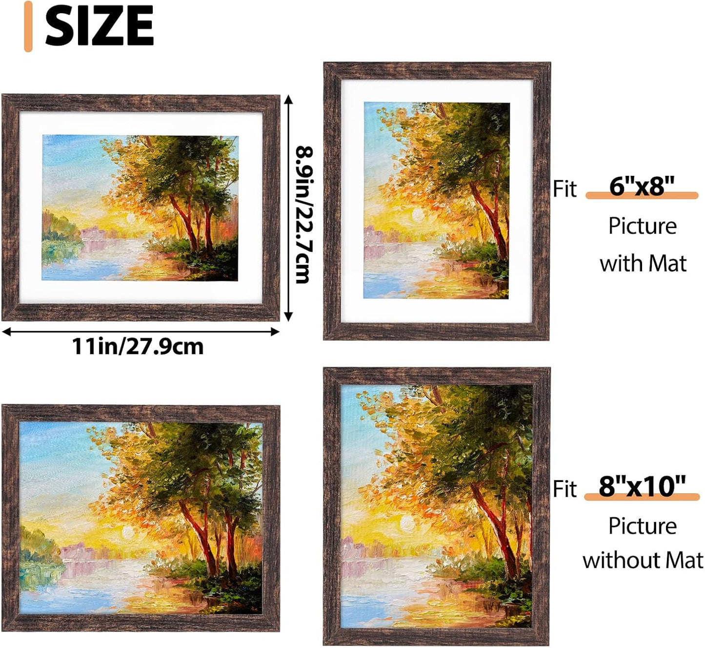 Picture Frame / Brown Photo Frames / Rustic Brown / 8 x 10