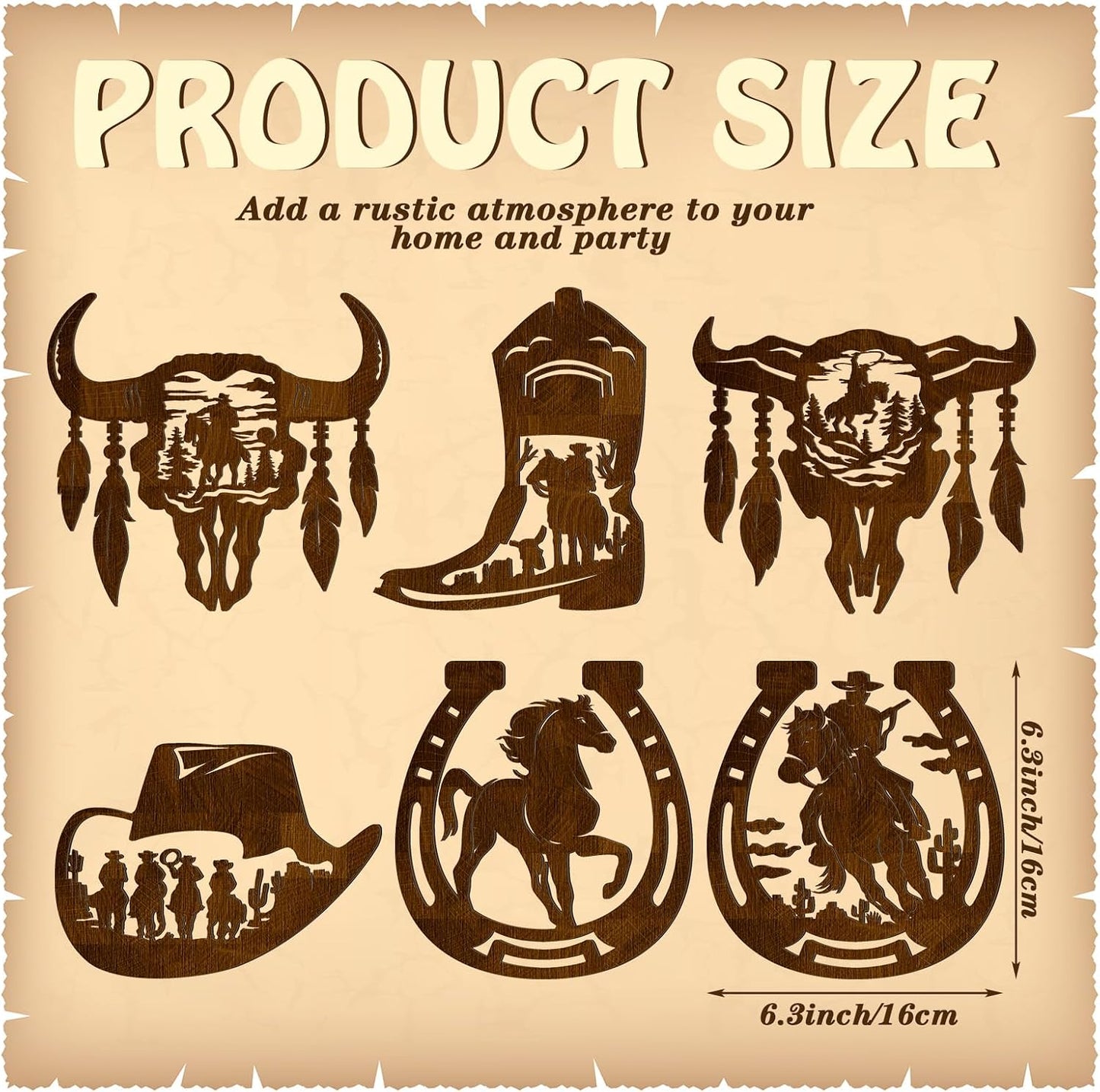 Western Wall Decor Wood Wall Art Rustic Hat Boot Saddle Deer Bear in the / Brown / Cowboy / Set of 6