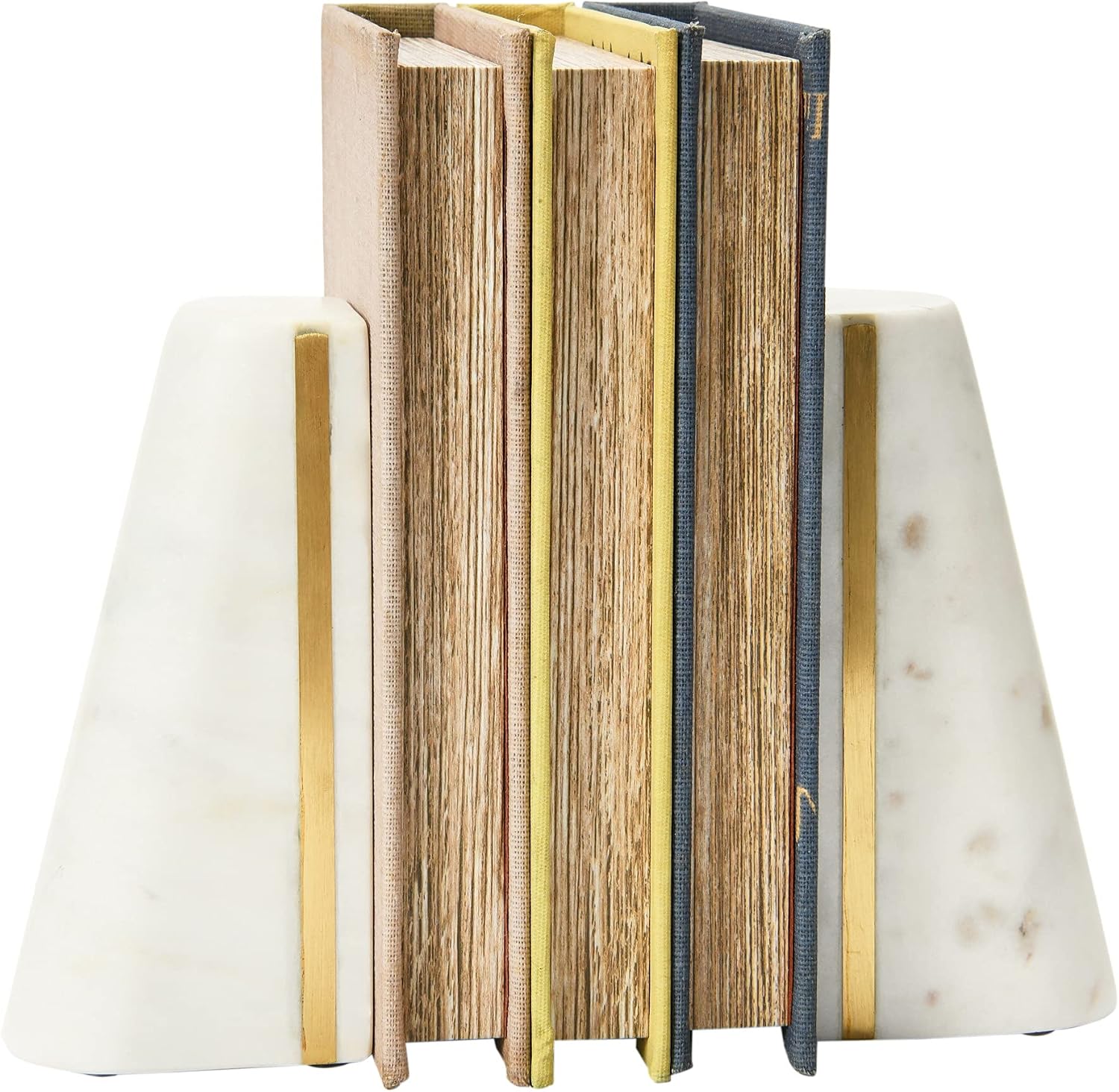 Geometric Marble Bookends / White
