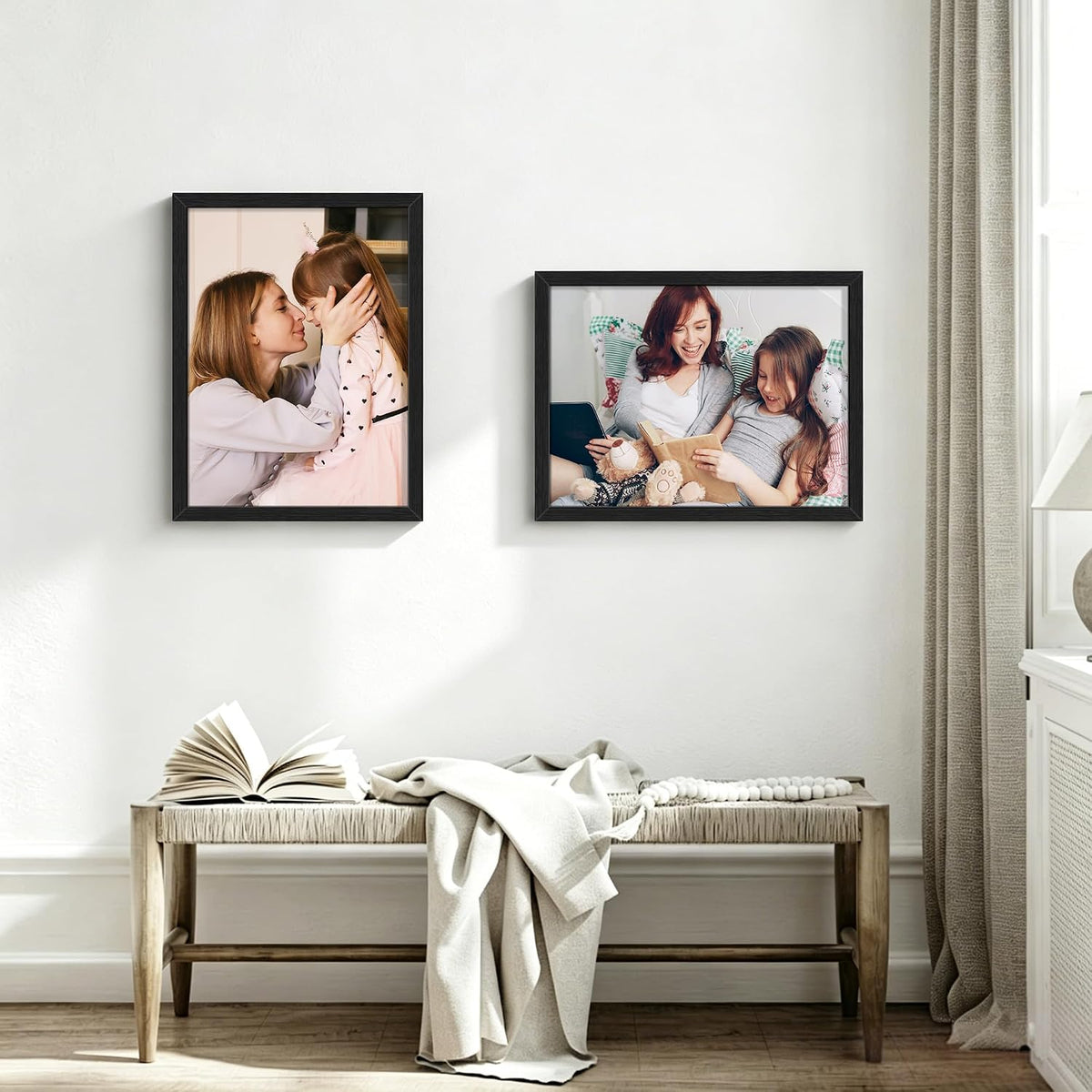 Wiscet 12x16 Picture Frame Set of 4, Black Woodgrain | Display Picture 12x16 Poster Frame without Mat, Horizontal or
