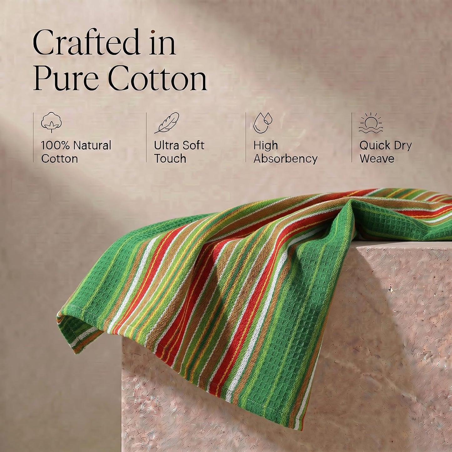 Urban Villa Kitchen Towel Cotton Dish Towel 20”x30”(Set of 6) Leaf Green