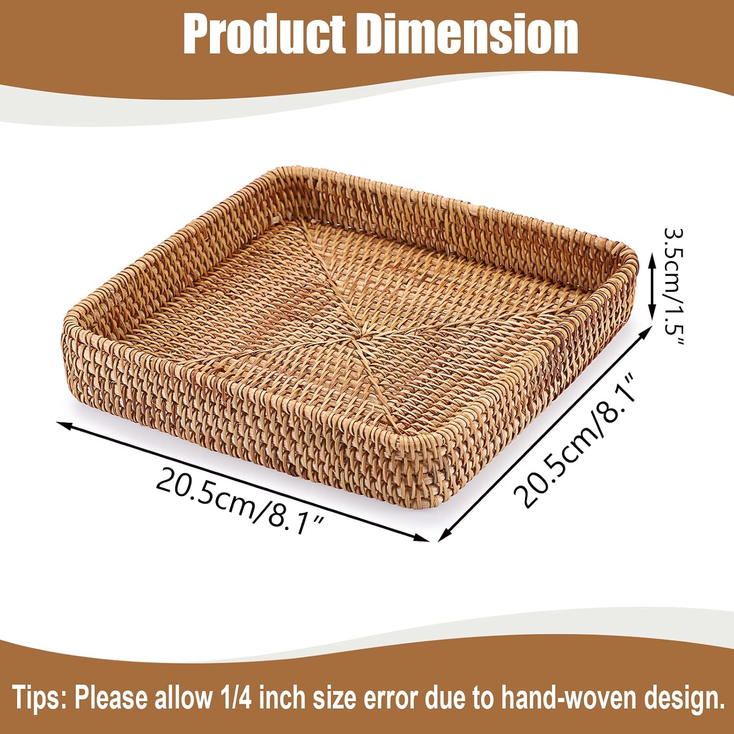 Small Remote Basket / Natural / 8.1 x 8.1 x 1.5