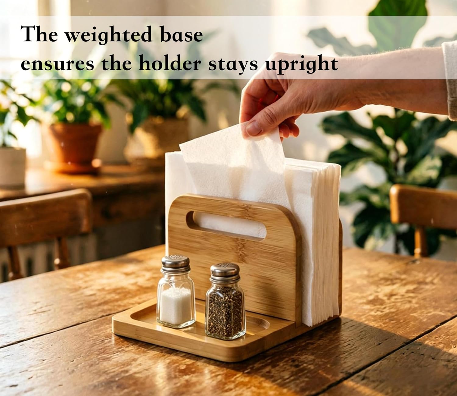 Bamboo Wood Napkin Holders for Paper Napkins Standing Holder