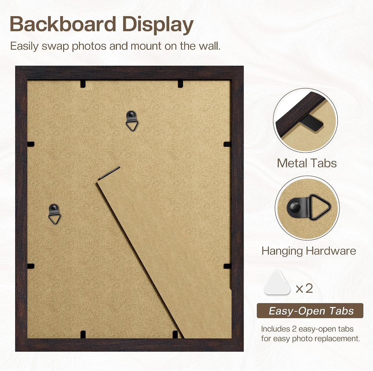 11x14 Picture Frame 3 Pack, Wall Mount & Tabletop Display, Walnut | Walnut Wood Grain, Clear Shatterproof Cover