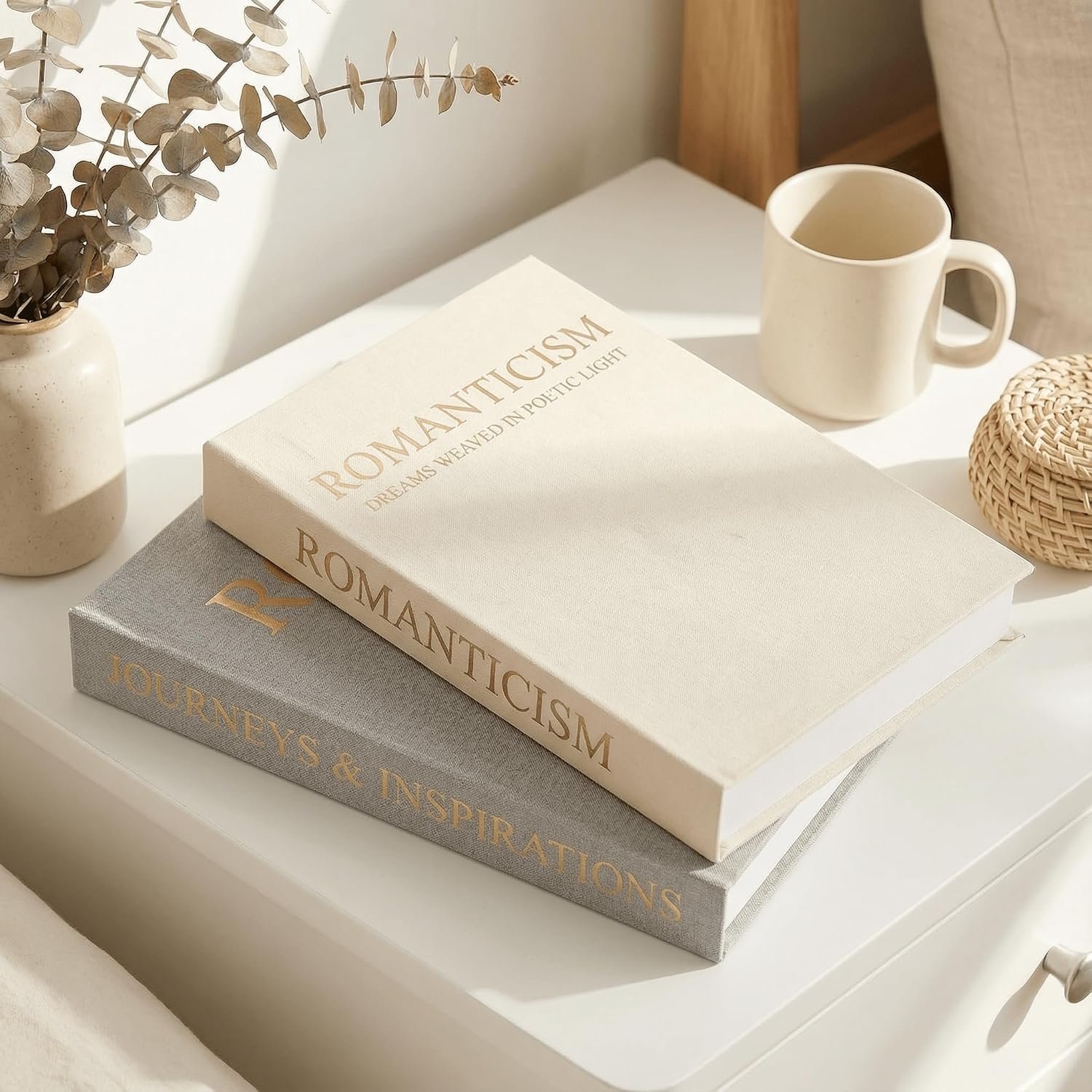 Linen Faux Books Boxes / Set of 2