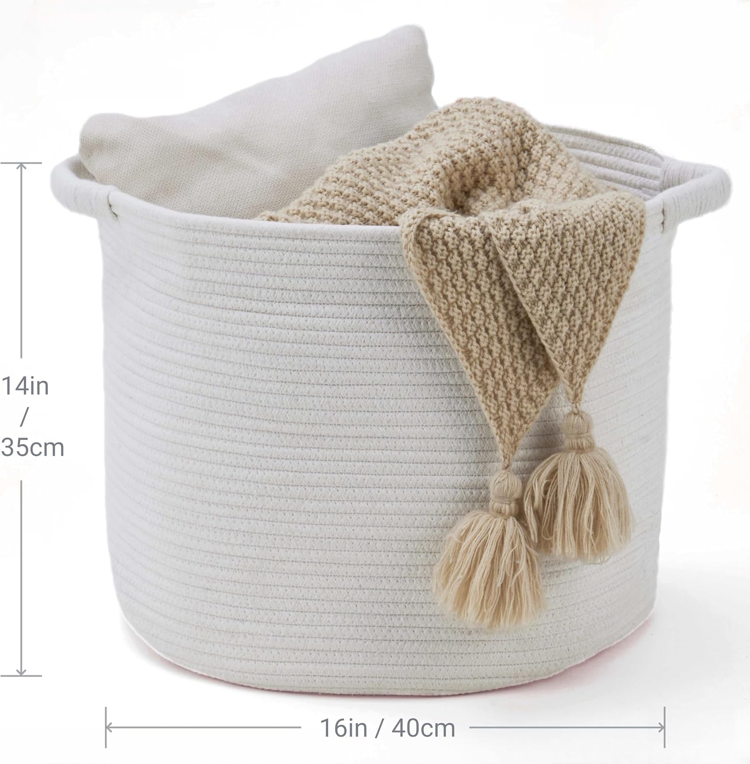 Blanket Basket / Pillows & Laundry / White / 16 x 16 x 14