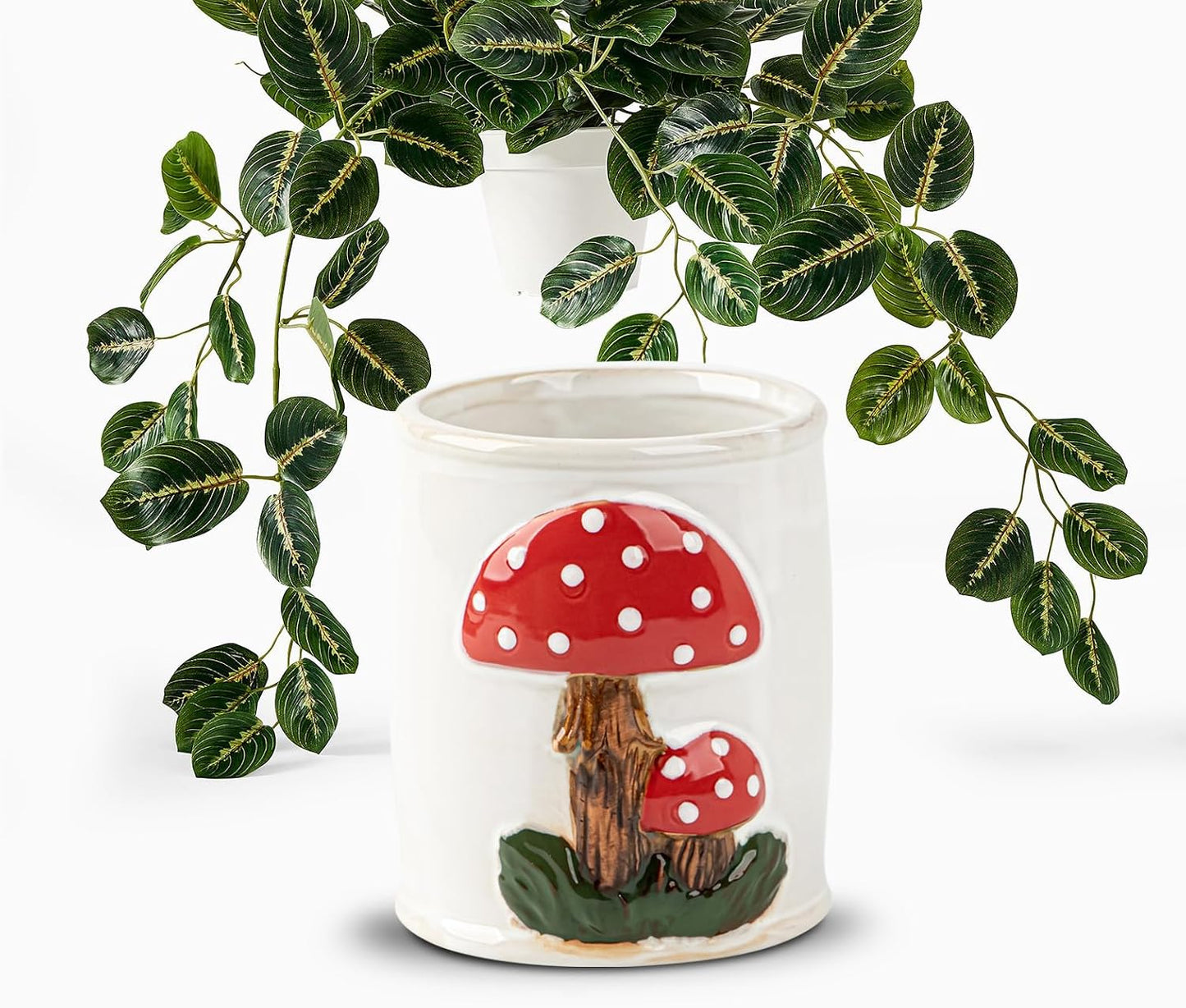 Mushroom Makeup Brush Holder Ceramic Makeup Brush Organizer Make Up Brush Holder Organizer / White