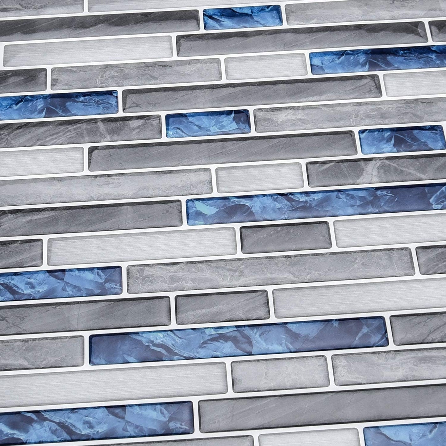 Peel & Stick Brick Kitchen Backsplash Self-Adhesive Wall Tile Stone Design / Blue