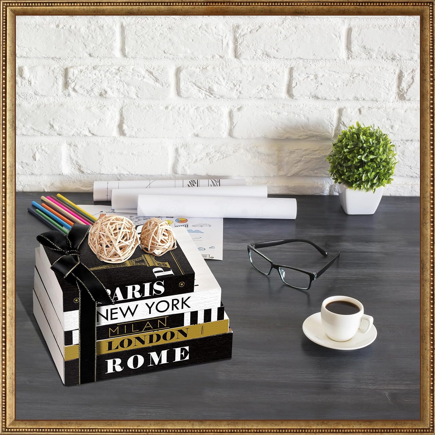 Wooden Books Decor / Set of 5