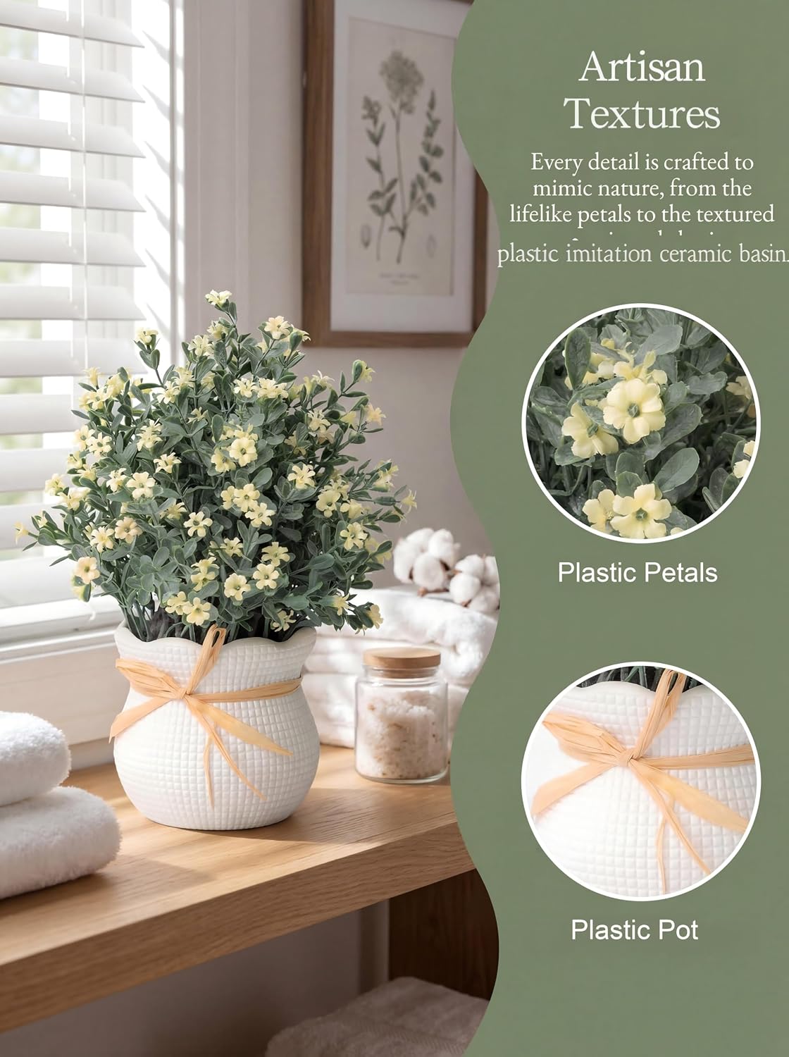 Faux Plants Indoor / Ivory / Floral / Set of 2