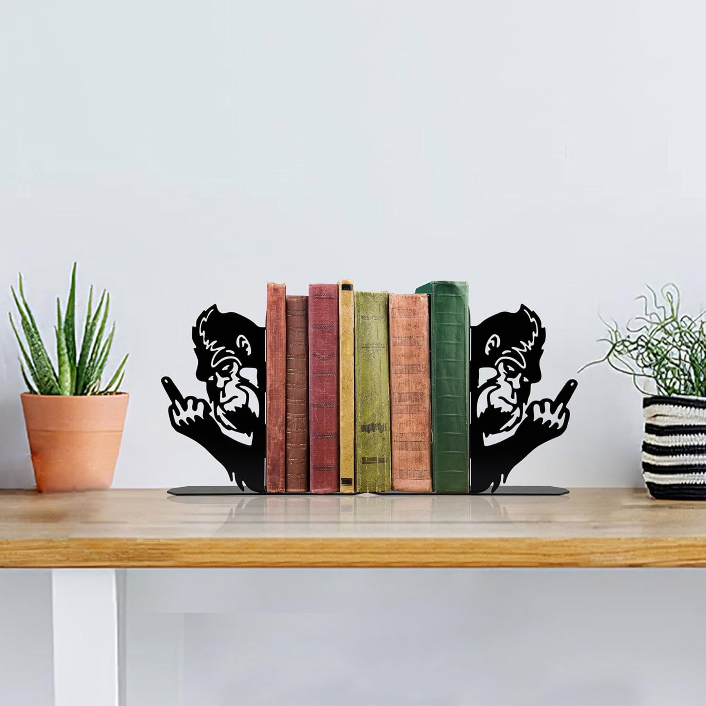 Peeping Bigfoot Metal Bookends Funny Sasquatch Book Ends
