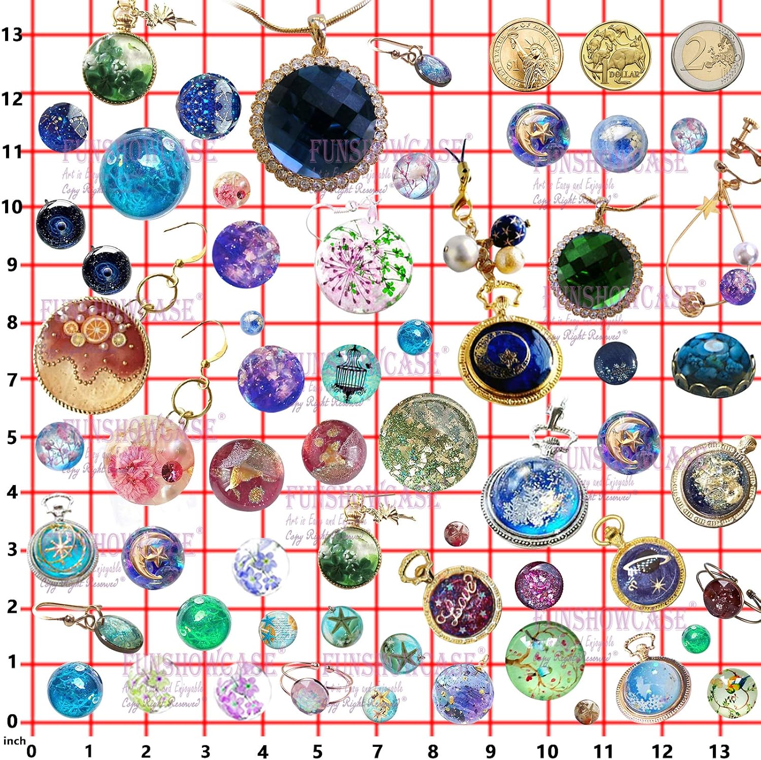 UV Epoxy Urethane Polyresin Jewelry / 62 Cavities 2 Designs Large Tray