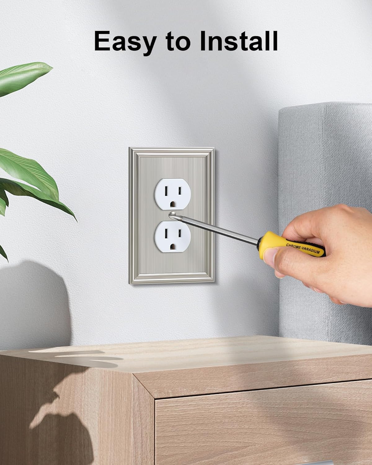 6-Pack Zinc Alloy Single Duplex Outlet Cover Plate, Solid Receptacle Cover | Decorative Switch Plates and Outlet