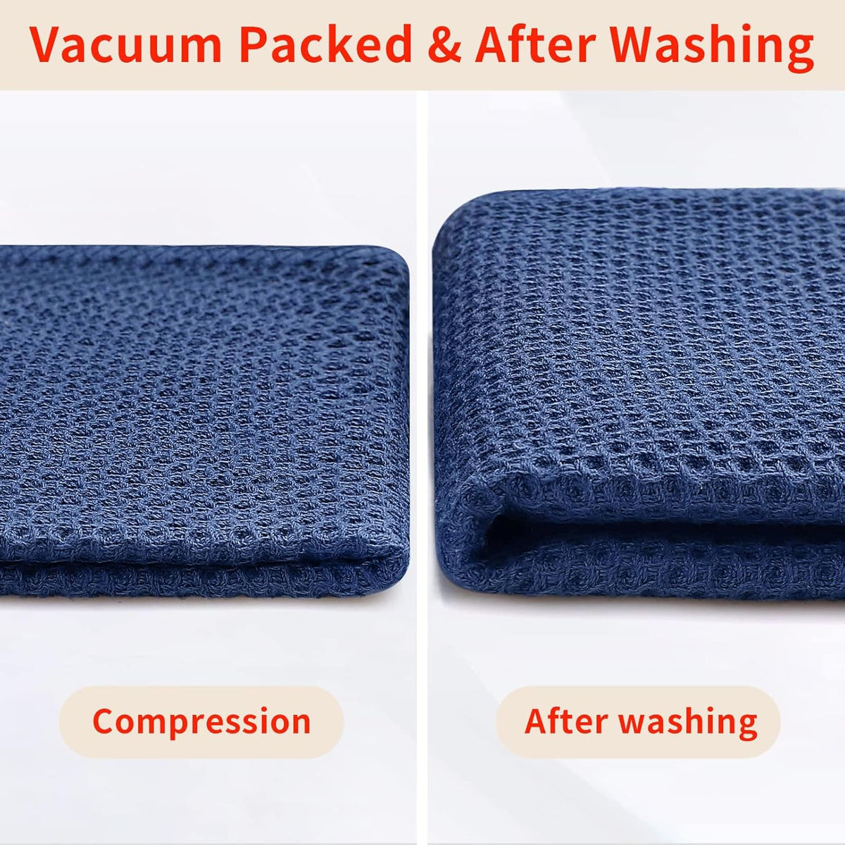 Homaxy 100% Cotton Waffle Weave Kitchen Dish Cloths 18-Pack, Navy Blue | 12 x 12 Inches, Ultra Soft Absorbent Dish