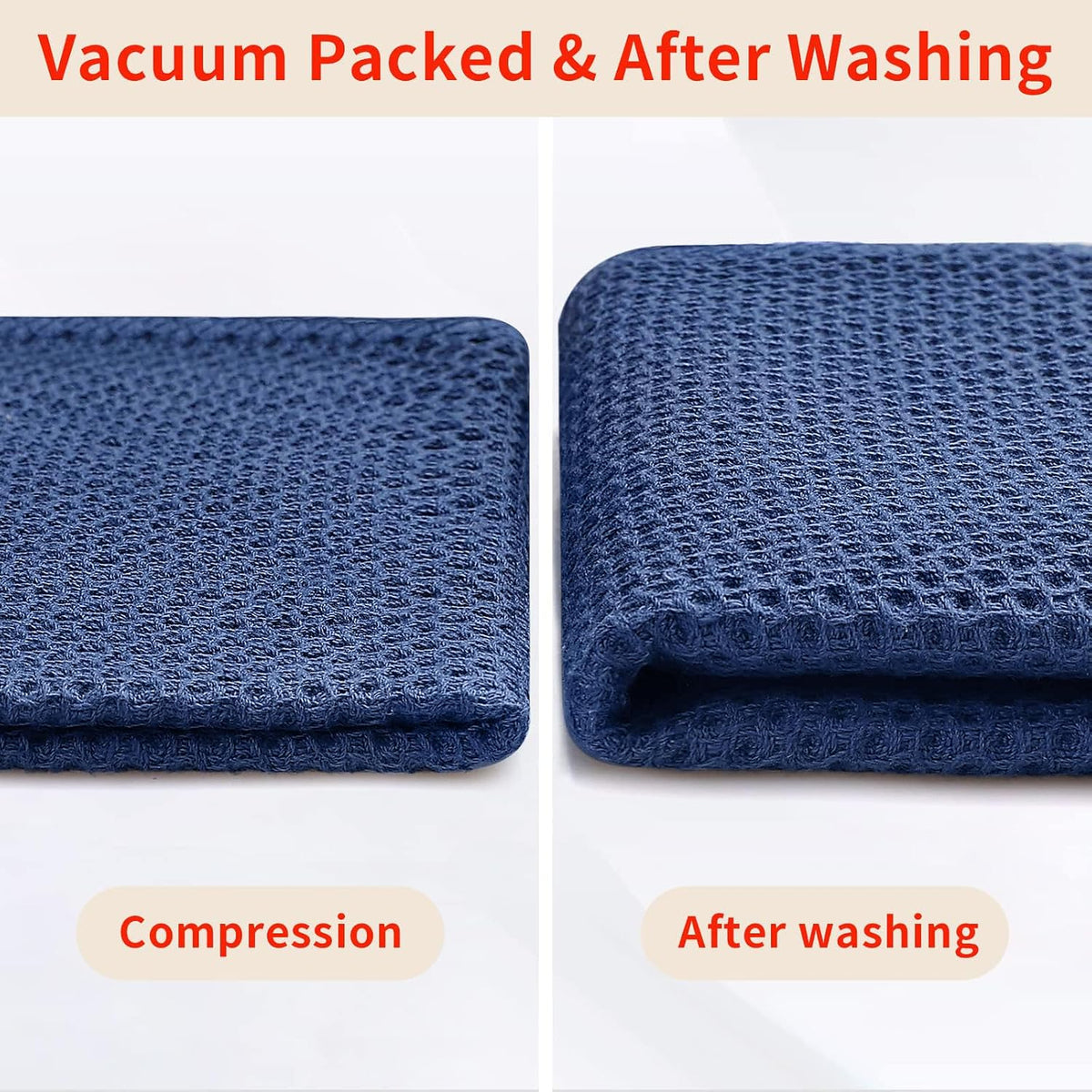 Homaxy 100% Cotton Waffle Weave Kitchen Dish Towels 18-Pack, Navy Blue | 13 x 28 Inches, Ultra Soft Absorbent Dish