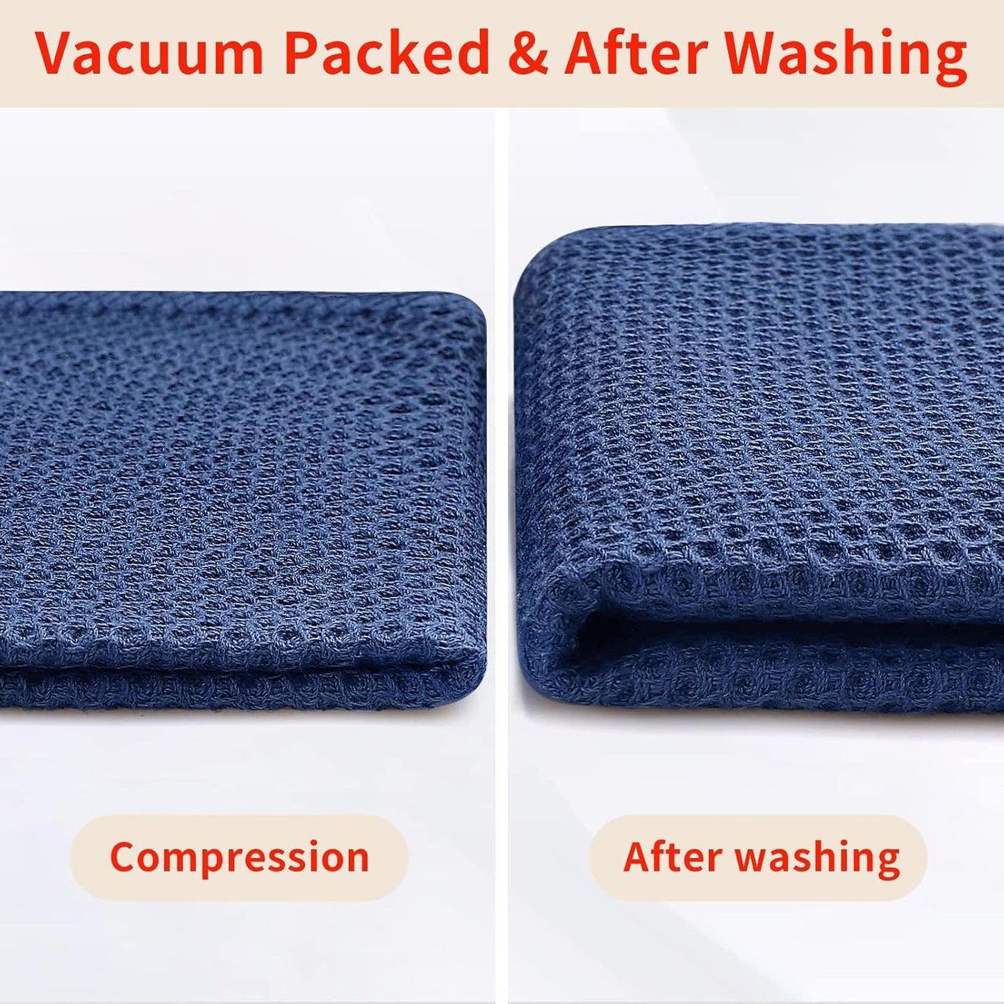 Homaxy 100% Cotton Oversized Waffle Weave Kitchen Towels 4-Pack, Navy Blue | 20 x 28 Inches, Ultra Soft Absorbent Dish