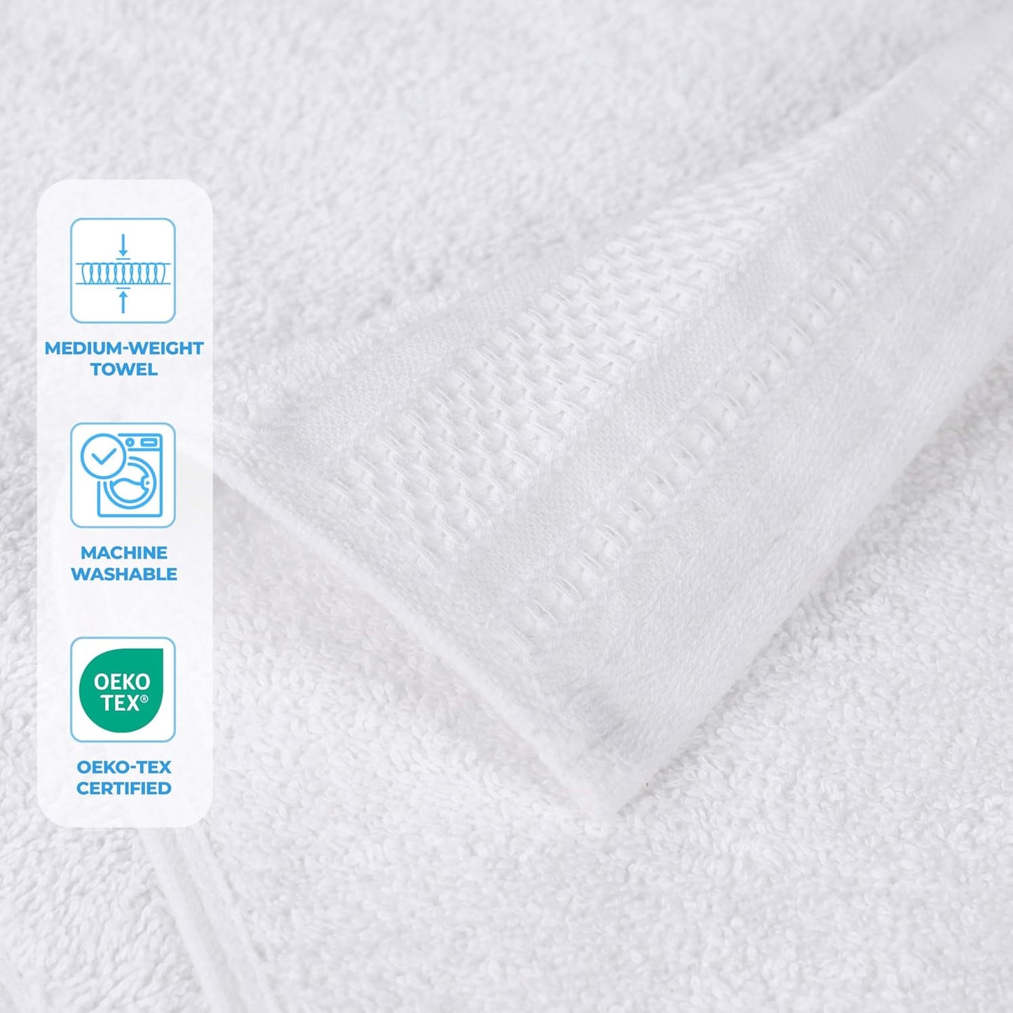 Superior Honeycomb 100% Cotton 500 GSM 12 Piece Bath Towel Set, 6 Washcloths, 4 Hand, 2 Bath Towels, Ideal for
