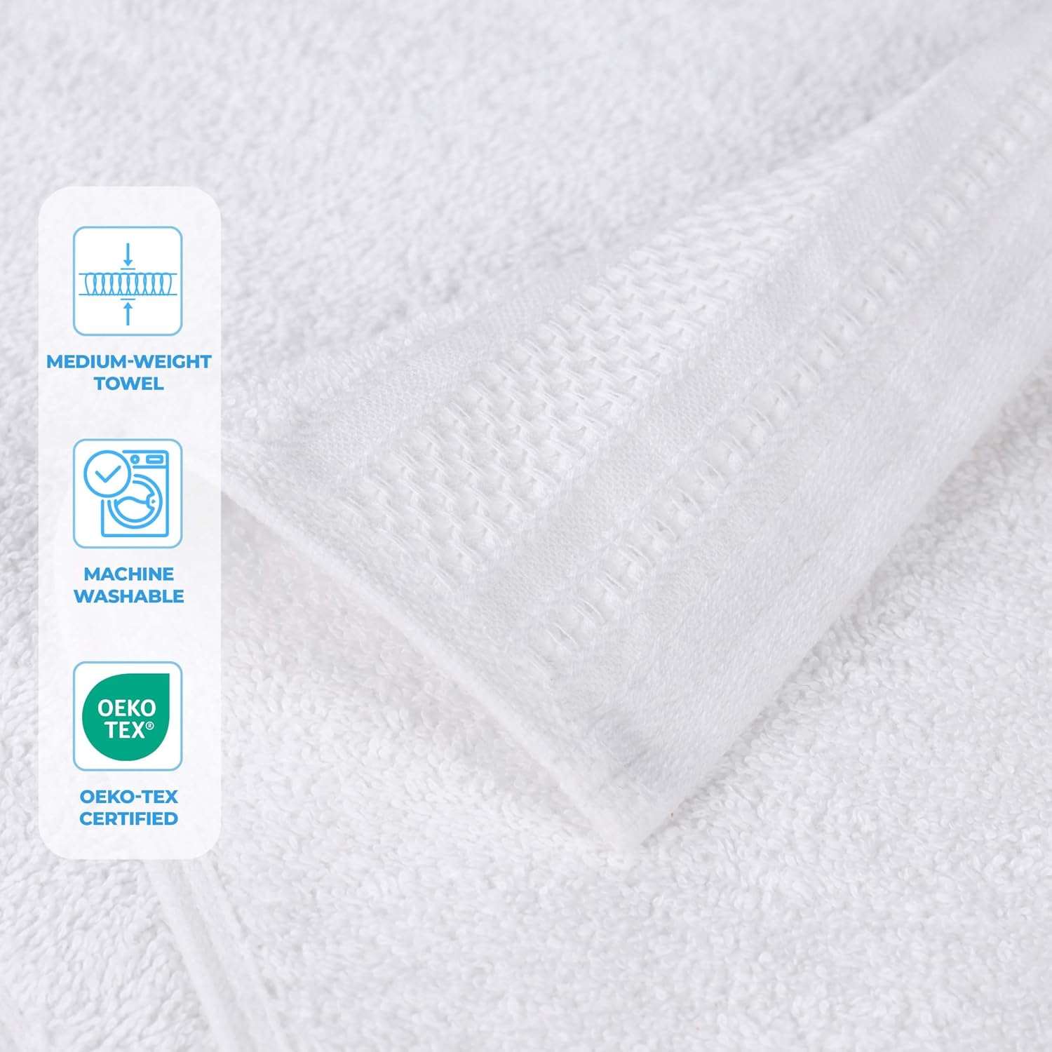 Superior Honeycomb 100% Cotton 500 GSM 12 Piece Bath Towel Set, 6 Washcloths, 4 Hand, 2 Bath Towels, Ideal for