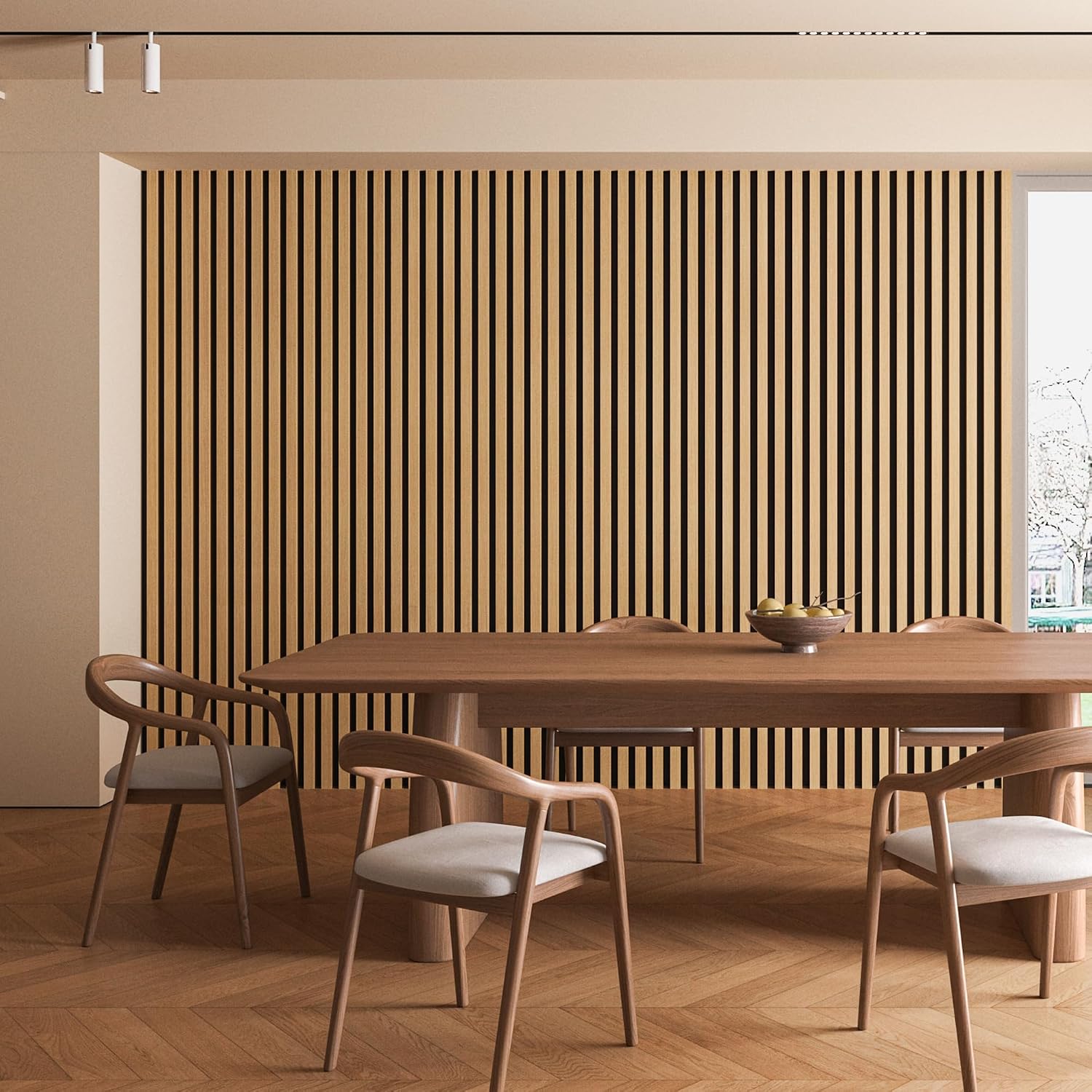 Wood Slat Acoustic Panels / Teak / 94.5 x 24 / Set of 2