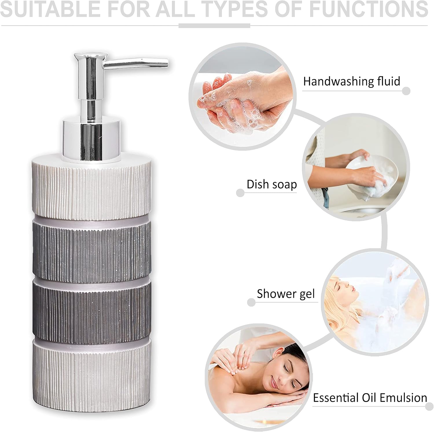Zahari Home 4pc Modern Line Modern Bathroom Accessories Set Modern Soap Dispenser, Tumbler, Tooth Brush Holder and Dish