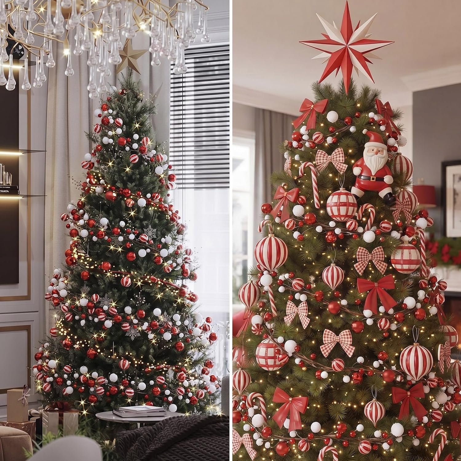 WILLBOND 18 ft Red and White Christmas Ball Garland Ball Ornaments Hanging Baubles Ornament for Xmas Christmas Tree