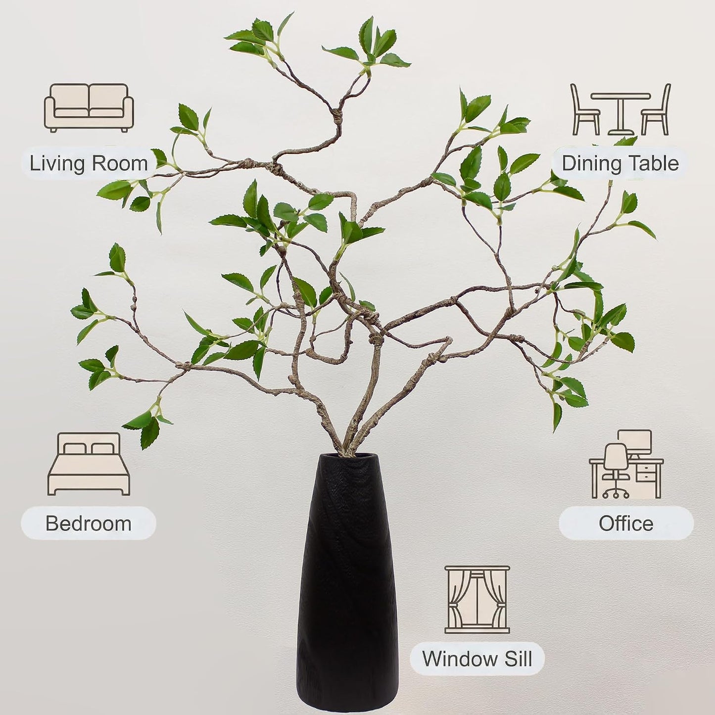 30" Bendable Artificial Greenery Stems Faux Plants Indoor for Vase Filler Table / No Vase / Set of 2