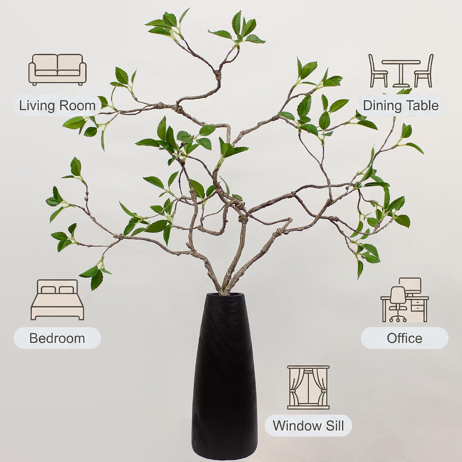 30" Bendable Artificial Greenery Stems Faux Plants Indoor for Vase Filler Table / No Vase / Set of 2