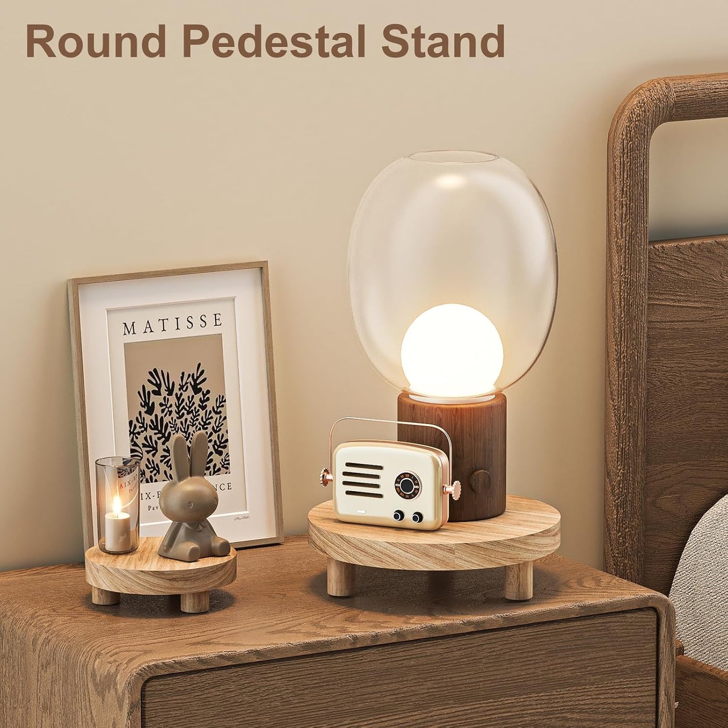 Wood Plant Stand Indoor Outdoor, 12/10/8/6" Round Wood Riser for Decor, Wooden Stool Display Stand Flower Pot Holder