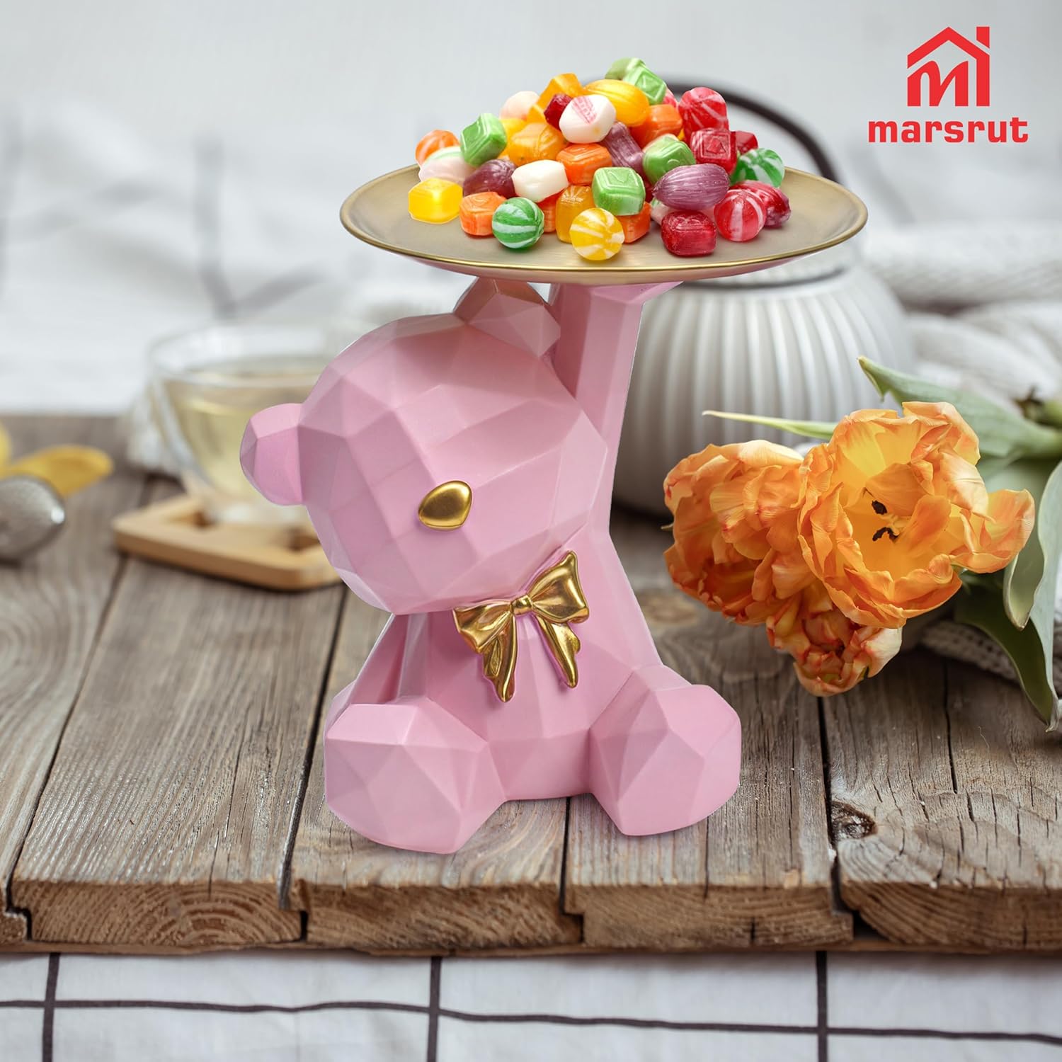 Ring Stand Sculptures / Bear Serving Tray Candy Dish Key Holder