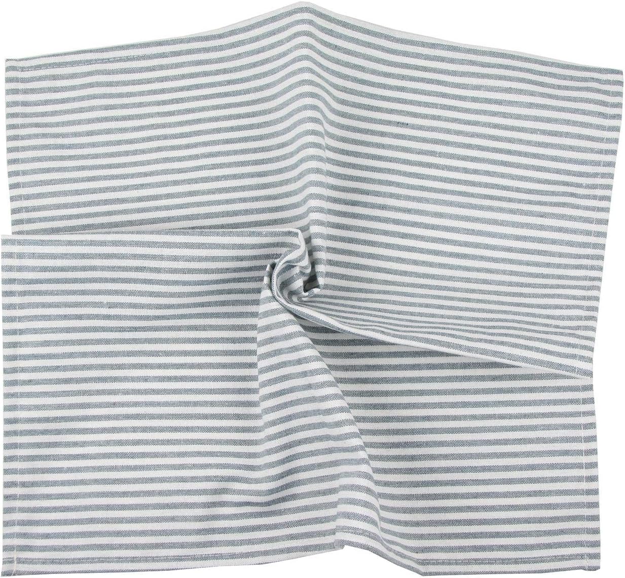 Plain Striped Cotton Linen Blended Dinner Cloth Napkins - Set of 12 (17 x 17 inches) - for Events & Home Use (Ocean)