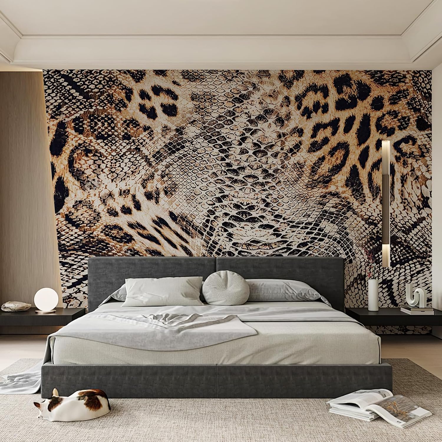 Print Wall Murals Peel and Stick " Large Canvas Cheetah Snake Wallpaper Self / 144 x 100 / Leopard