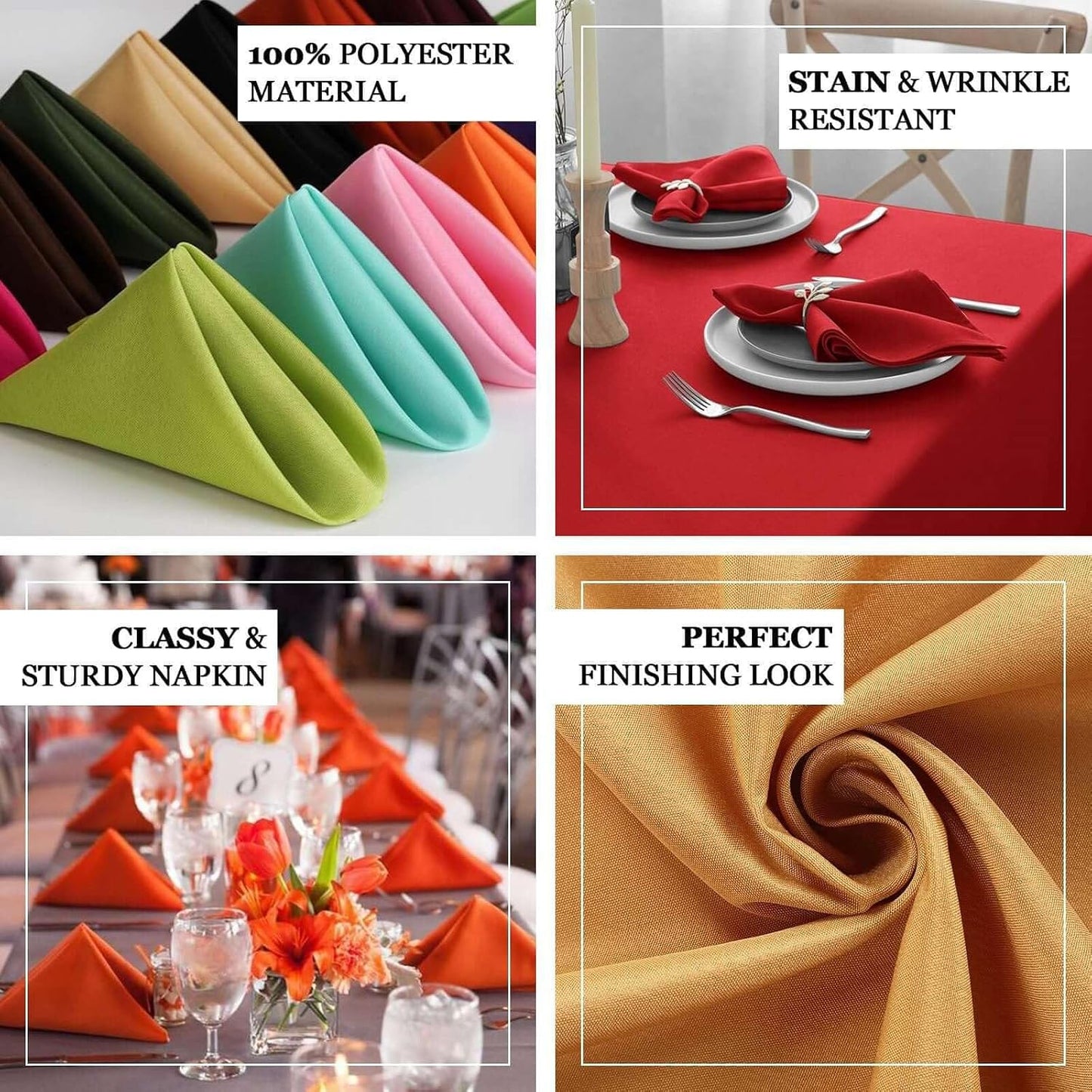 Efavormart Premium Cloth Napkins Set of 100, 17x17 Inch Terracotta Seamless Dinner Napkins, Washable Linen Table Napkin