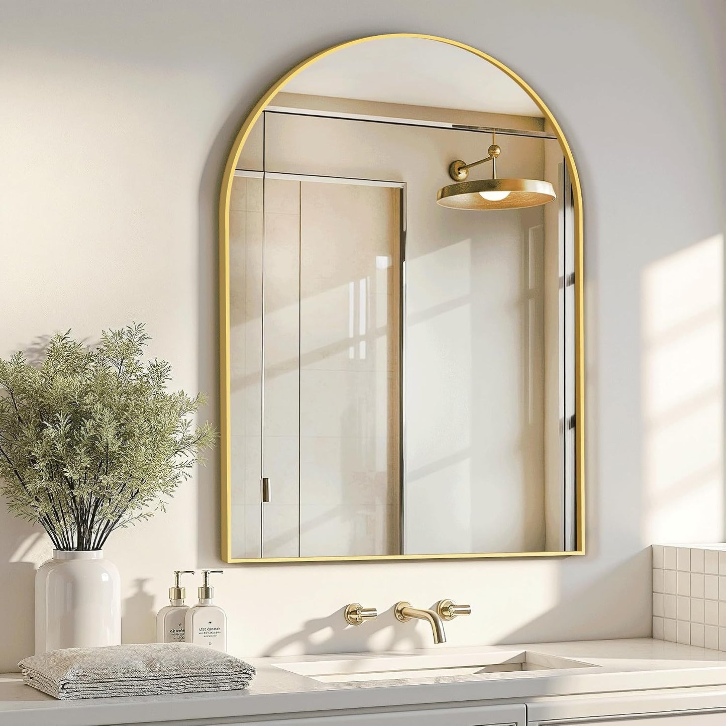 Metal Frame Vanity Mirror / Gold / 38"L x 26"W / 38 x 26